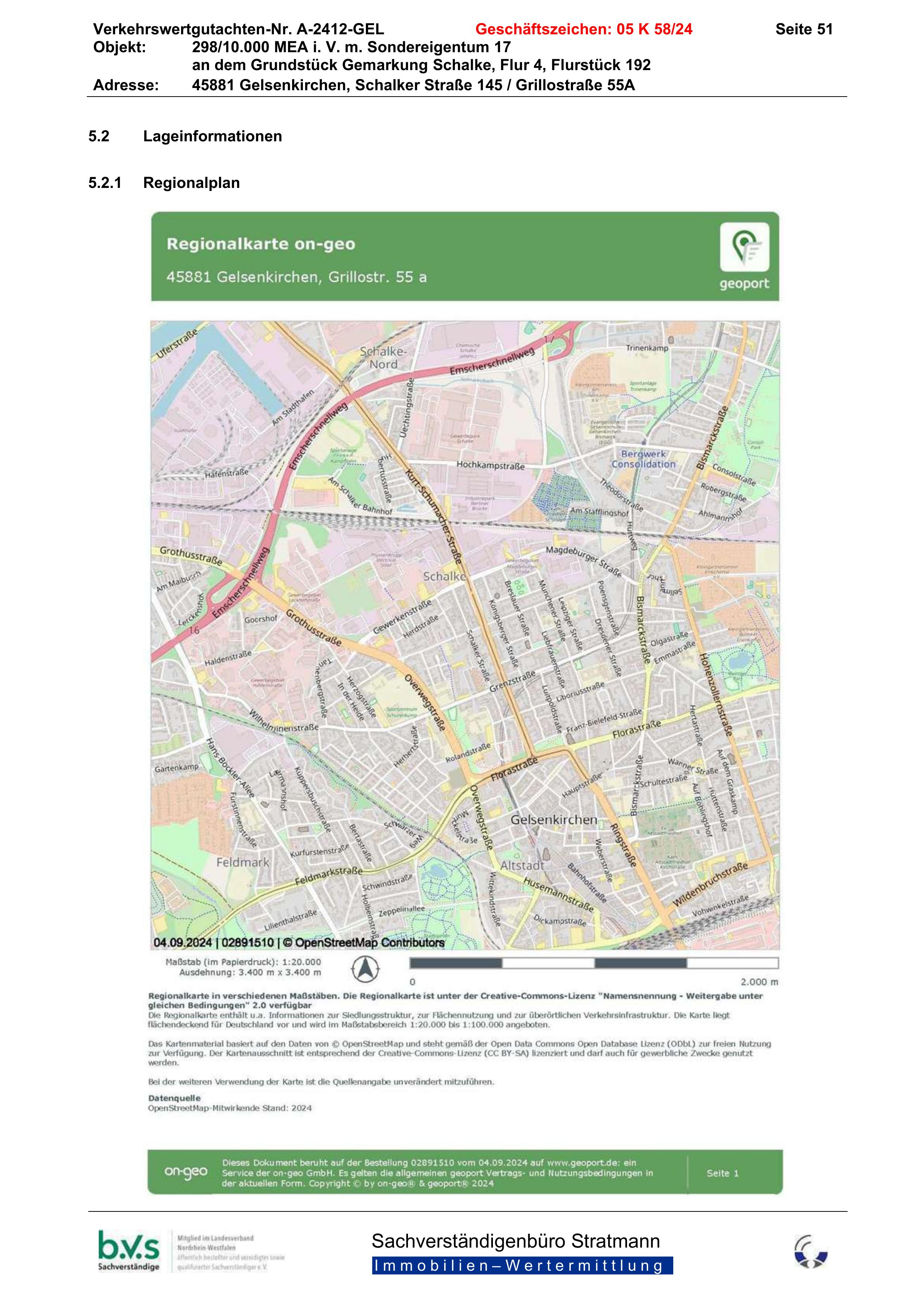 Lagekarte — Eigentumswohnung in Gelsenkirchen Aktenzeichen des Gerichts, 45881
