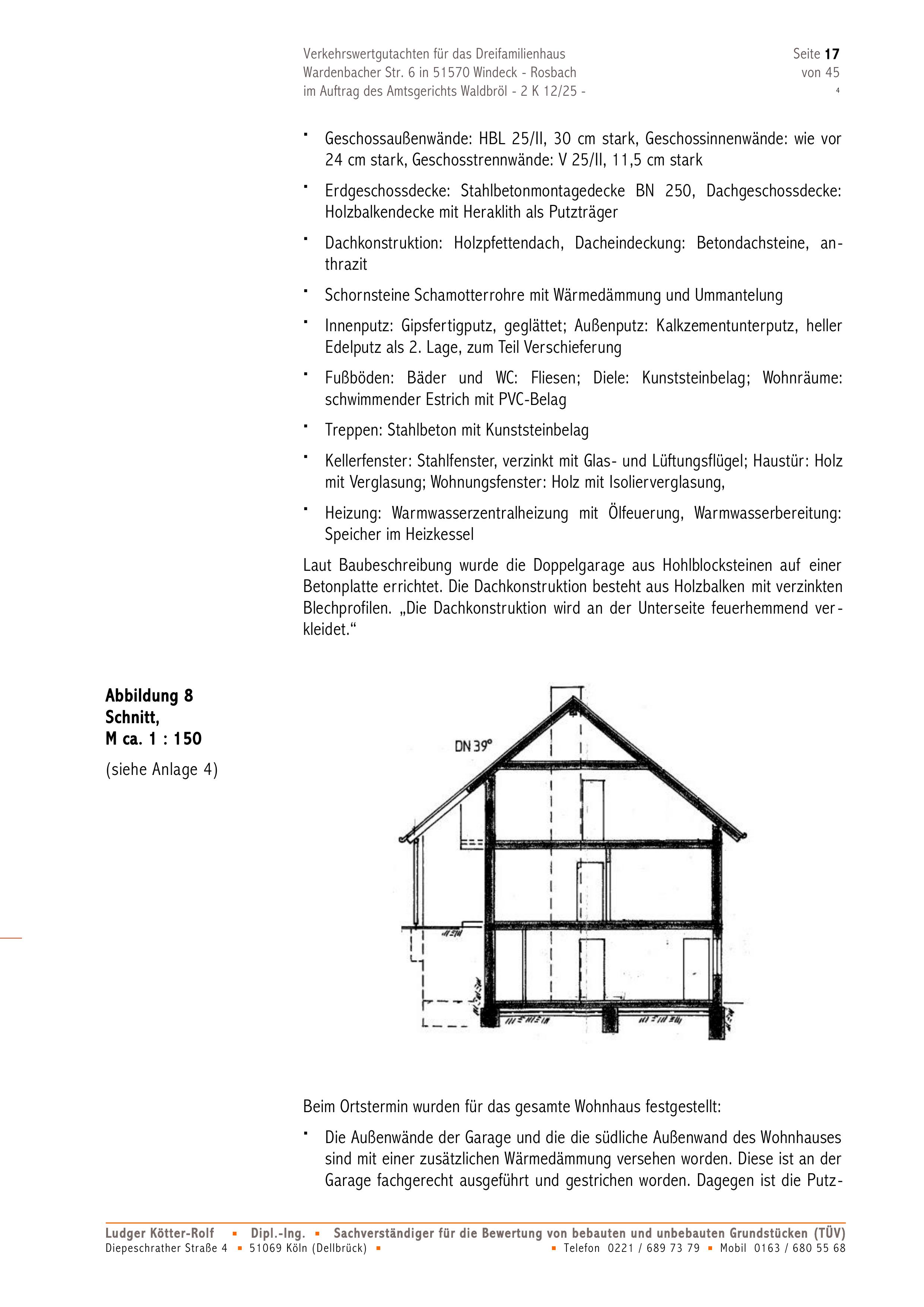 Querschnitt — Garage Wardenbacher Straße 6, Windeck
