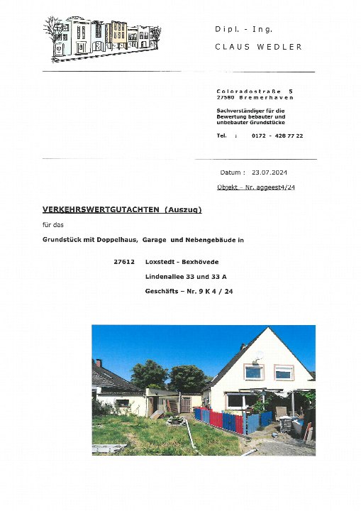 Textseite — Doppelhaushälfte in Geestland