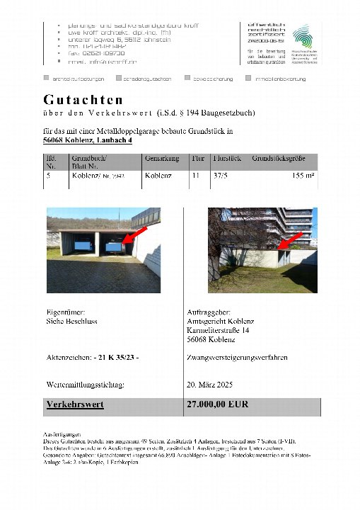 Textseite — Garage in Koblenz