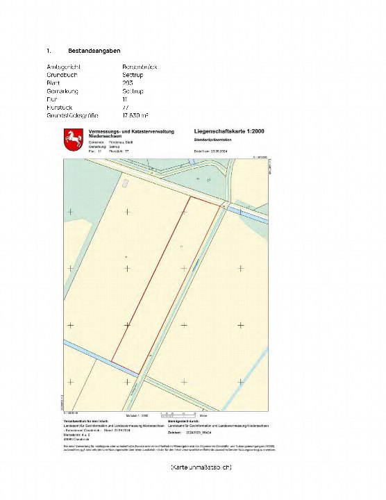 Textseite — Land- und forstwirtschaftlich genutztes Grundstück in Fürstenau