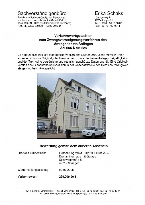 Textseite — Mehrfamilienhaus in Solingen