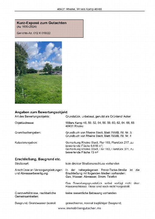 Textseite — Baureifes Grundstück in Rheine