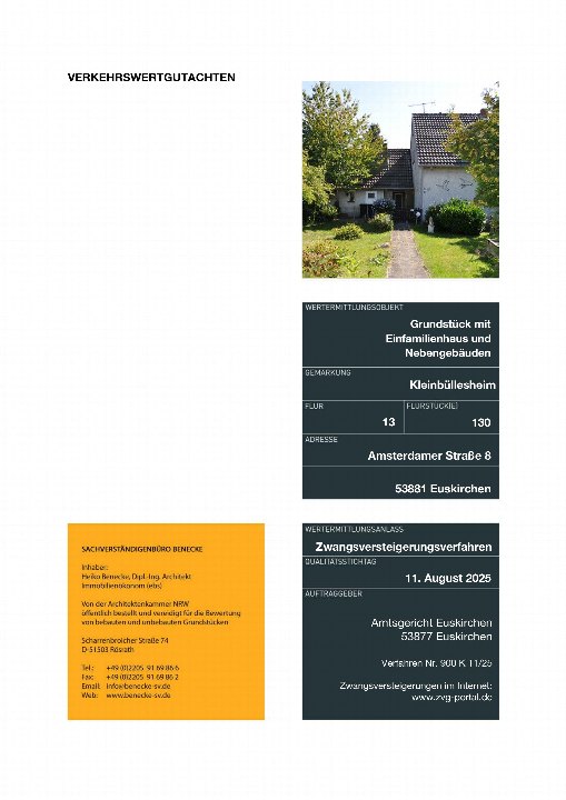 Deckblatt — Einfamilienhaus in Euskirchen Kleinbüllesheim