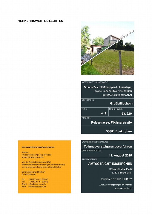 Textseite — Grundstück in Euskirchen Teilungsversteigerungsverfahren