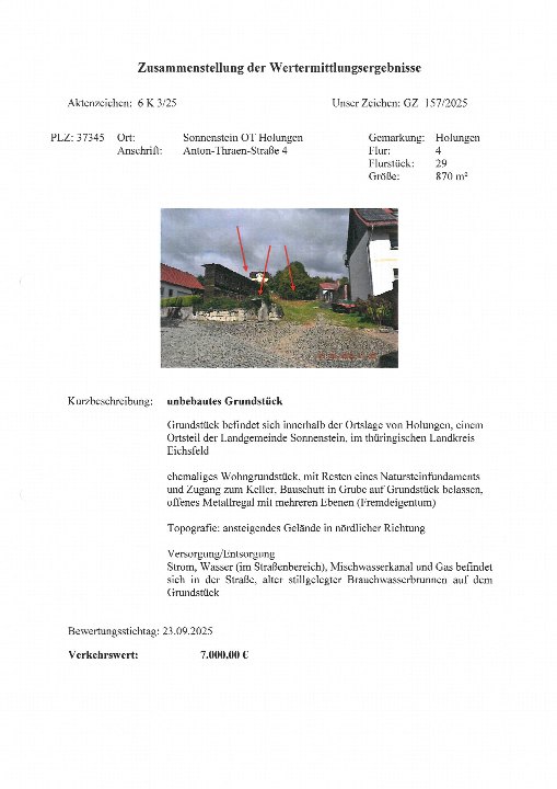 Textseite — Unbebautes Grundstück in Holungen