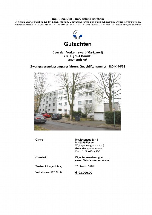 Textseite — Eigentumswohnung in Essen Wohnungseigentum Nr