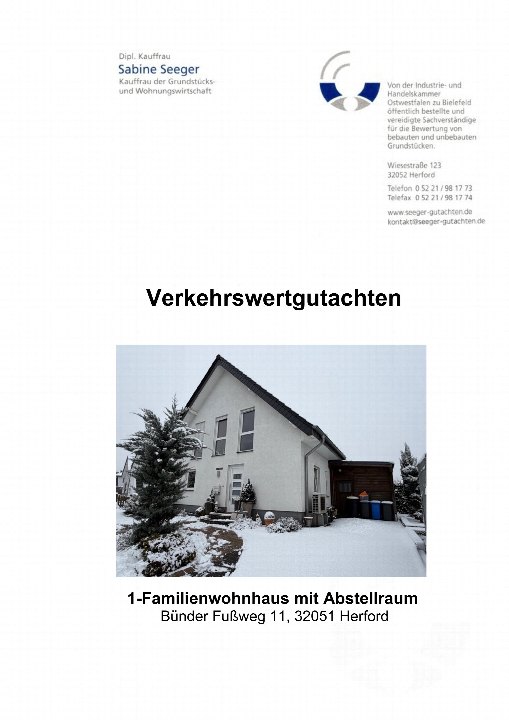 Textseite — Einfamilienhaus in Herford Verkehrswertgutachten für ein
