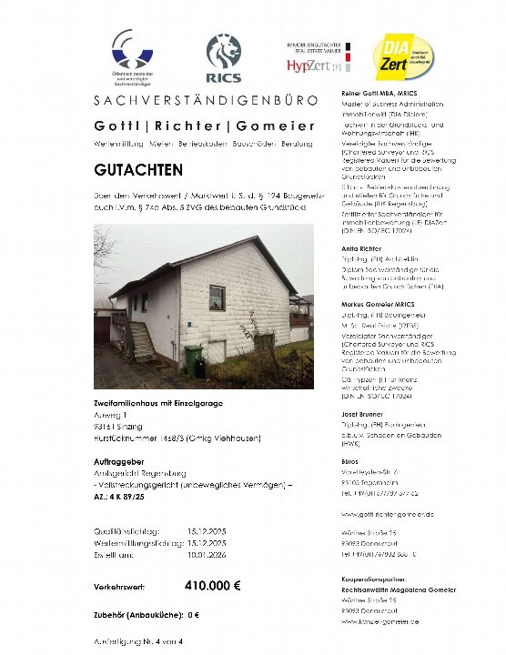 Textseite — Zweifamilienhaus in Sinzing Flurstücknummer