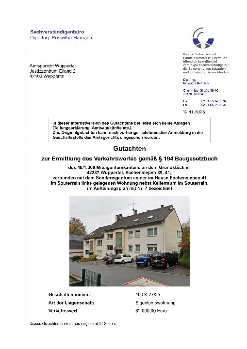 Textseite — Eigentumswohnung in Wuppertal