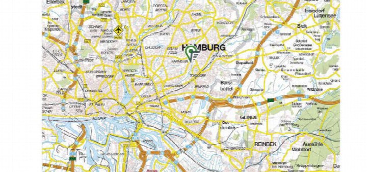Karte von Hamburg mit markierter Lage im Stadtteil Eckenförde, Postleitzahl 22159, nahe Eckerkoppel 6, Zweifamilienhaus
