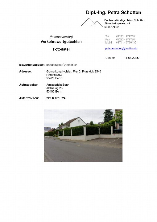 Textseite — Unbebautes Grundstück in Bonn