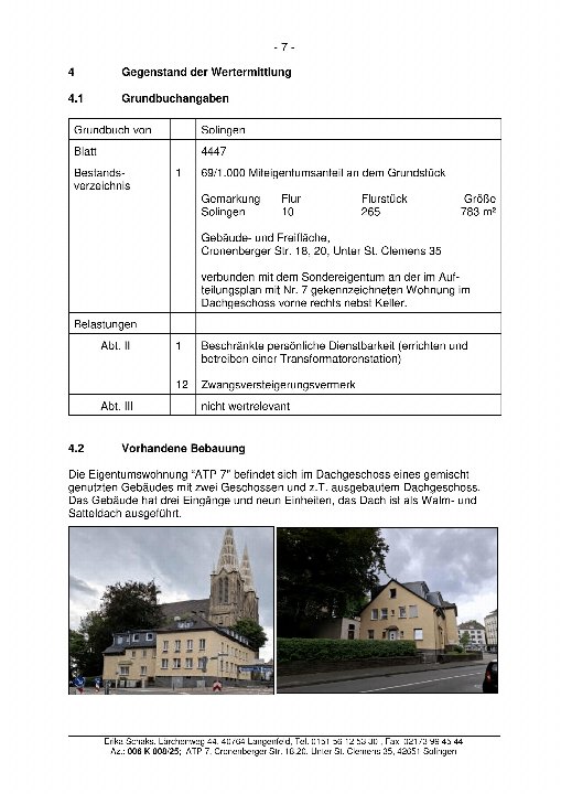 Textseite — Eigentumswohnung in Solingen