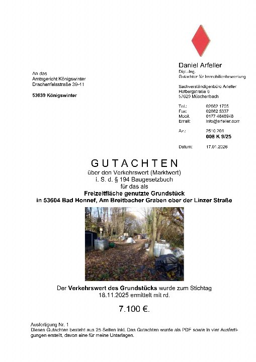 Textseite — Land- und forstwirtschaftlich genutztes Grundstück in Bad Honnef