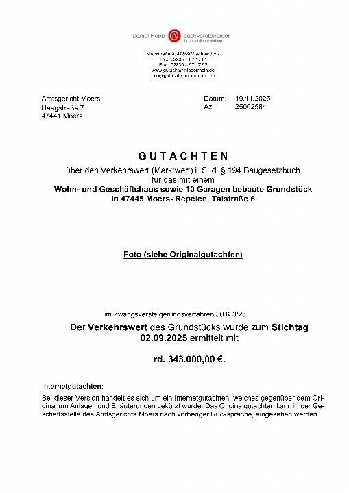 Textseite — Wohn-/Geschäftshaus in Moers- Repelen