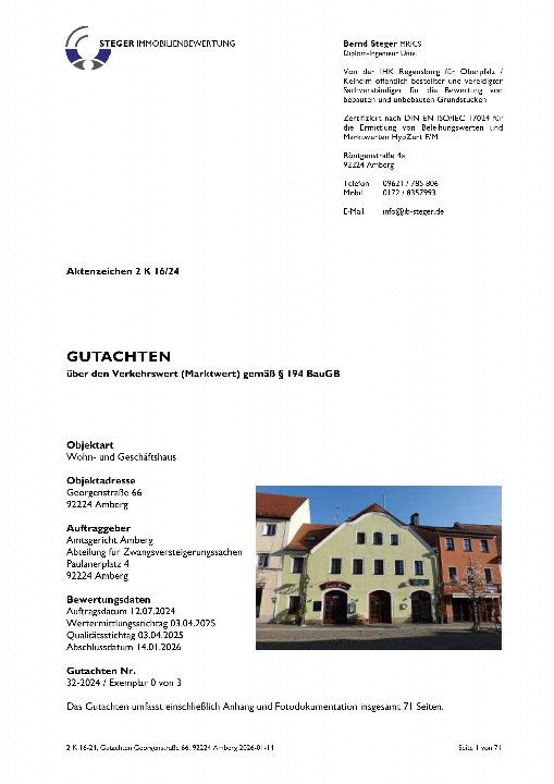 Textseite — Wohn-/Geschäftshaus in Amberg