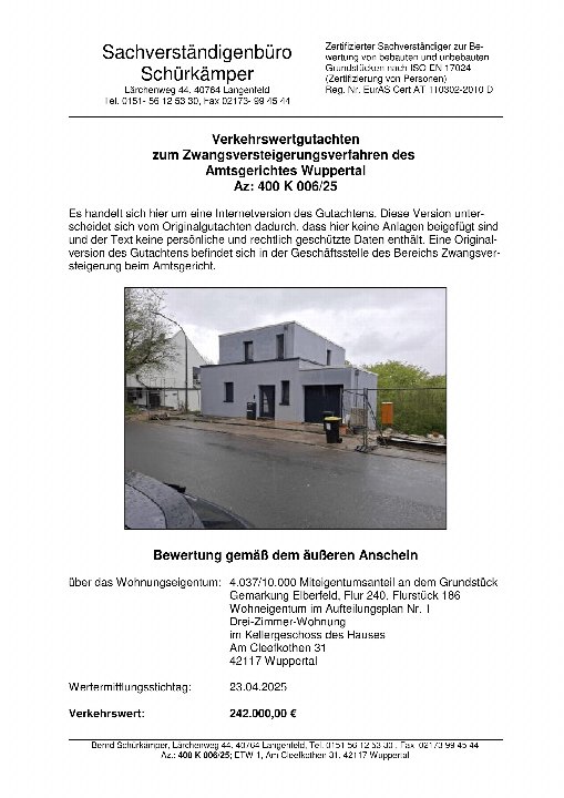 Textseite — Eigentumswohnung in Wuppertal