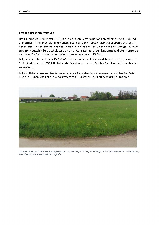 Textseite — Land- und forstwirtschaftlich genutztes Grundstück in Königsbrunn