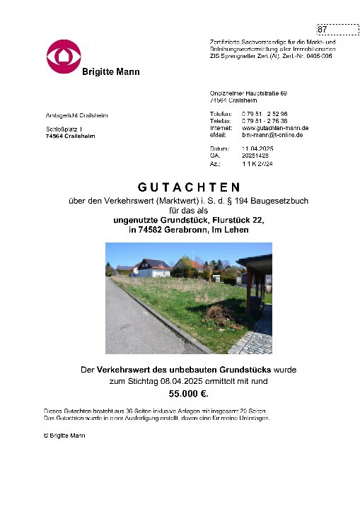Textseite — Grundstück in Gerabronn