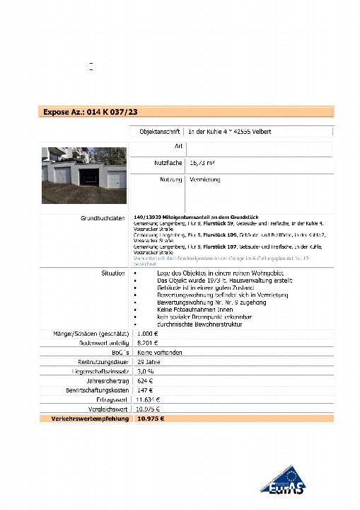 Textseite — Garage in Velbert