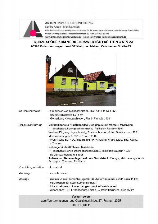 Textseite — Einfamilienhaus in Osternienburger Land