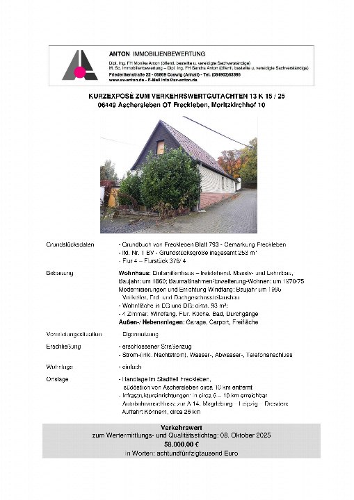 Textseite — Einfamilienhaus in Aschersleben