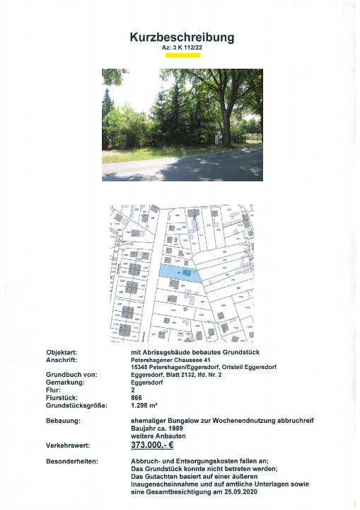 Textseite — Grundstück in Petershagen/Eggersdorf
