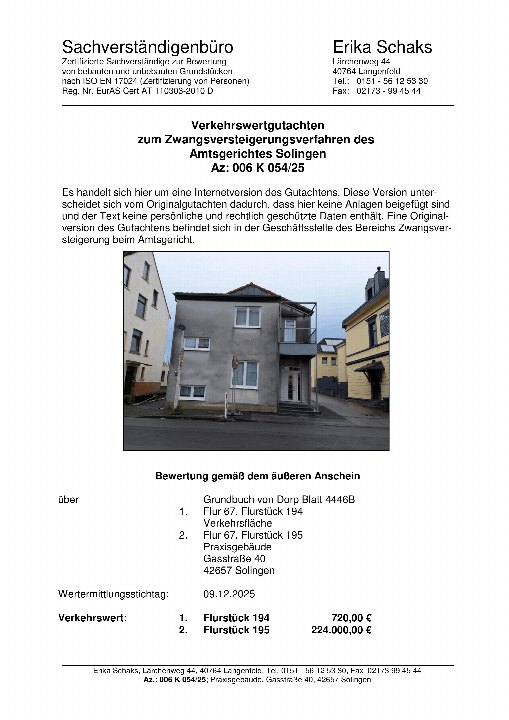 Textseite — Gewerblich genutztes Grundstück in Solingen