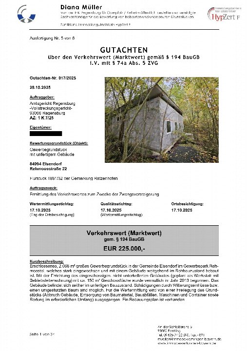 Textseite — Gewerblich genutztes Grundstück in Elsendorf