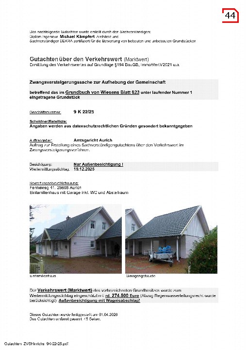 Textseite — Einfamilienhaus in Aurich