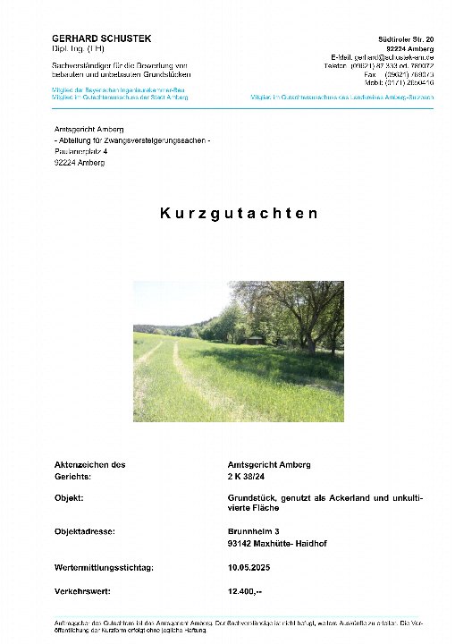 Textseite — Land- und forstwirtschaftlich genutztes Grundstück in Maxhütte-Haidhof