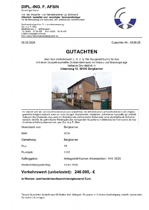 Textseite — Doppelhaushälfte in Bergkamen