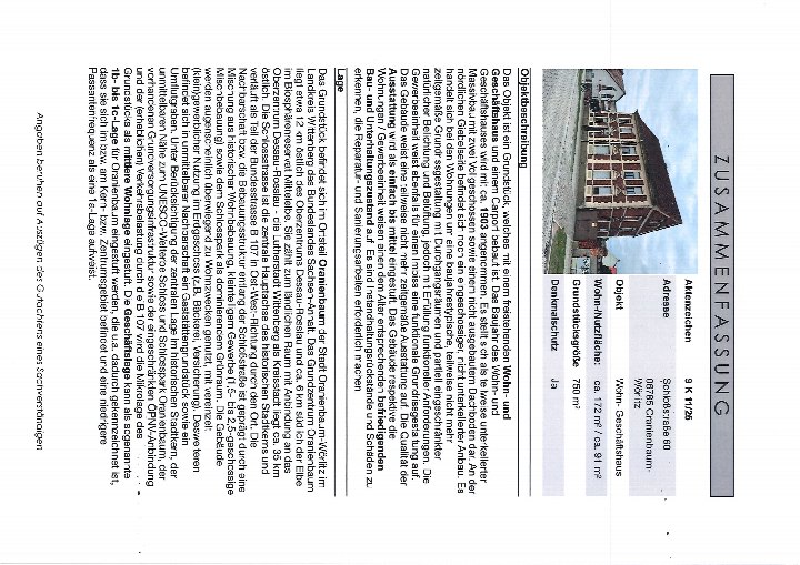 Textseite — Wohn-/Geschäftshaus in Oranienbaum-Wörlitz