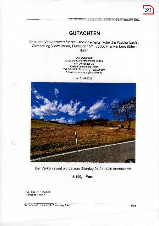 Textseite — Land- und forstwirtschaftlich genutztes Grundstück in Frankenberg