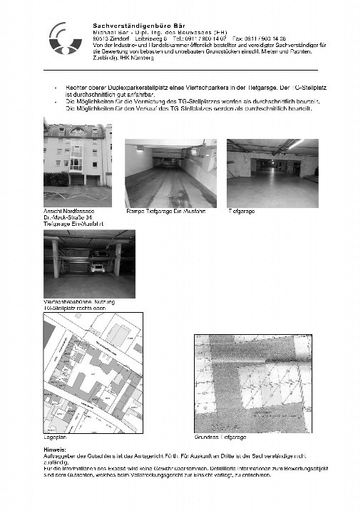 Textseite — Kfz-Stellplatz (Tiefgarage) in Fürth