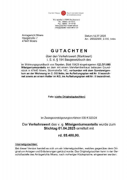 Textseite — Eigentumswohnung in Moers