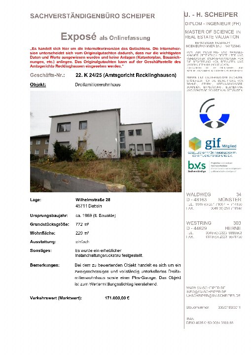 Textseite — Garage in Datteln