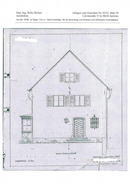 Ansichtszeichnung — Mehrfamilienhaus bebaut Calvinstraße 15, Iserlohn