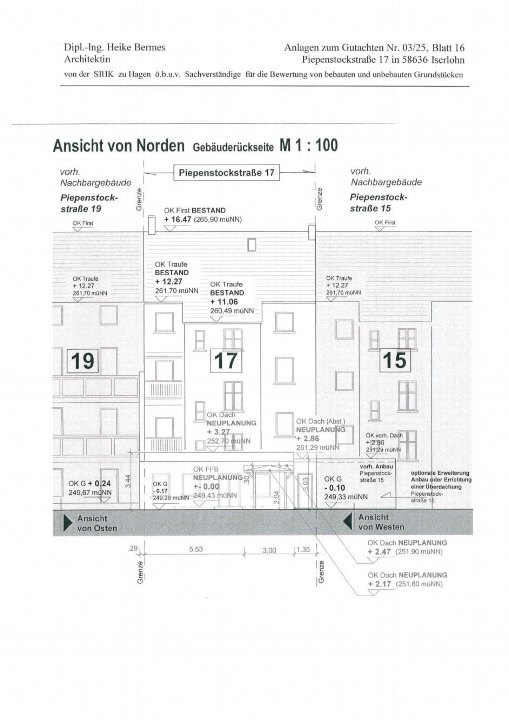 Ansichtszeichnung — Mehrfamilienhaus Heedfelder Straße 45, Lüdenscheid Flurkarte