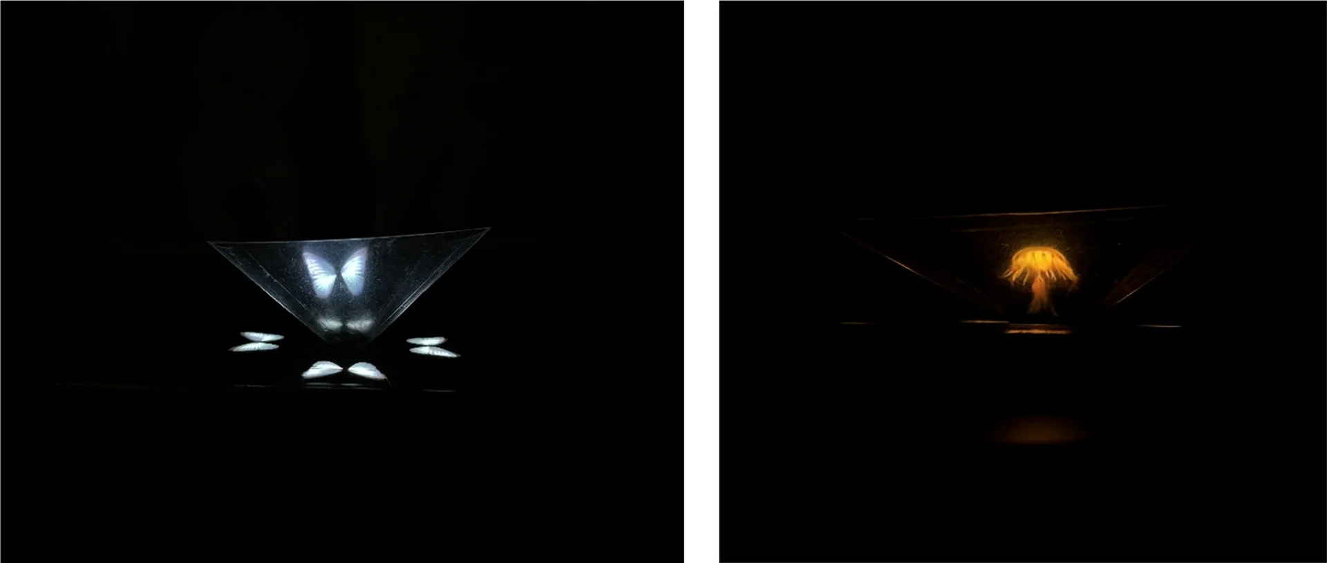 Fig. 12: Final holographic projection using the Pepper's Ghost arrangement