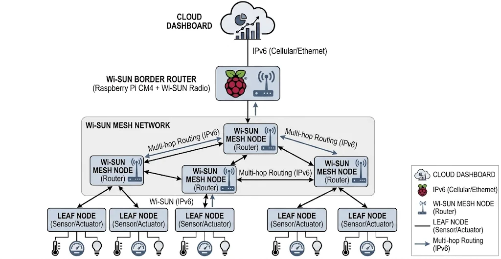 Fig. 1: Overall Wi-SUN FAN network architecture
