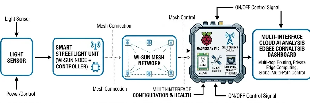 Fig. 8: Data flow of the smart streetlight monitoring system