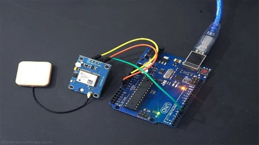 Fig. 8: GPS NEO-6M module connection with Arduino UNO for real-time position.
