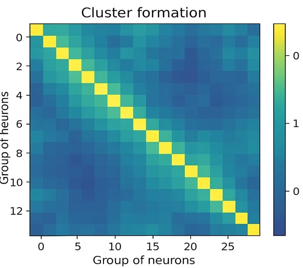 Fig. 4: Synaptic-weight heatmap, derived from the adjacency matrix.