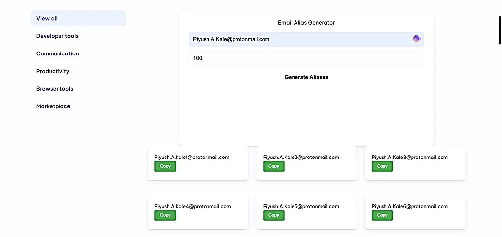 Fig. 3: Creating of email aliases