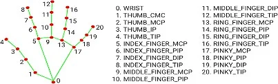 Fig. 2: Mediapipe handpoint system
