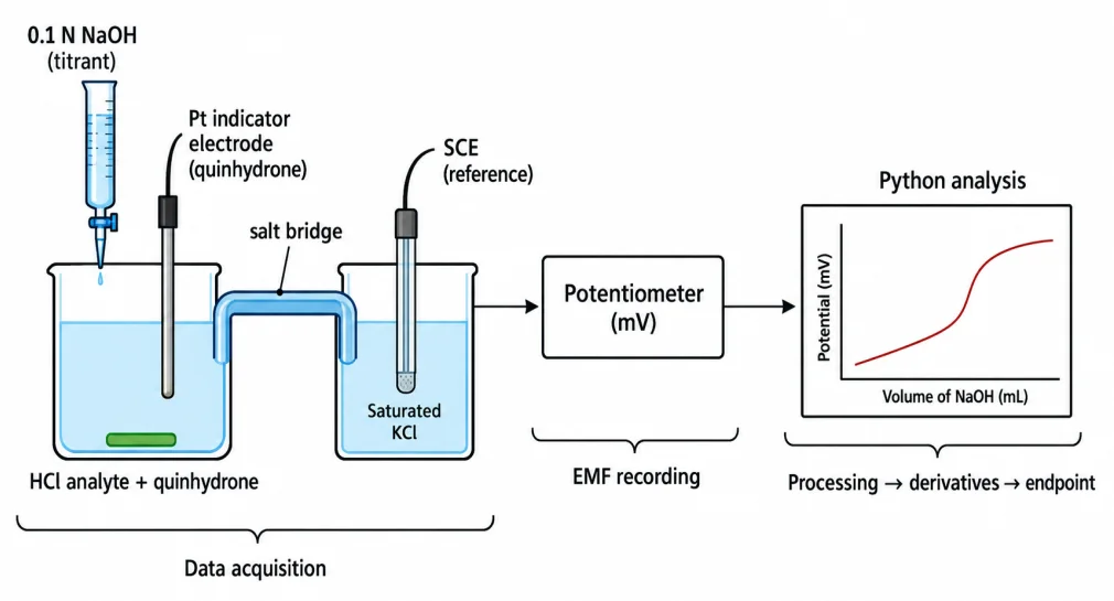 Fig. 2: Workflow of AI-enhanced potentiometric titration using Python.