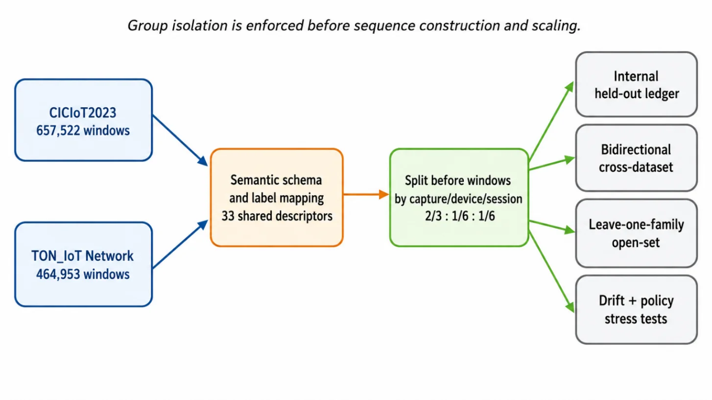 Leakage-controlled evaluation protocol