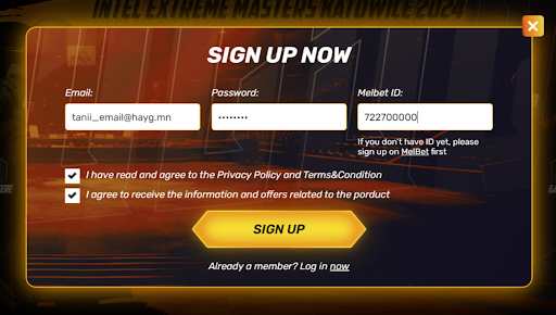 sign up now