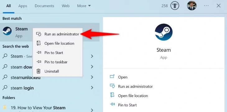 Запуск Steam от имени администратора